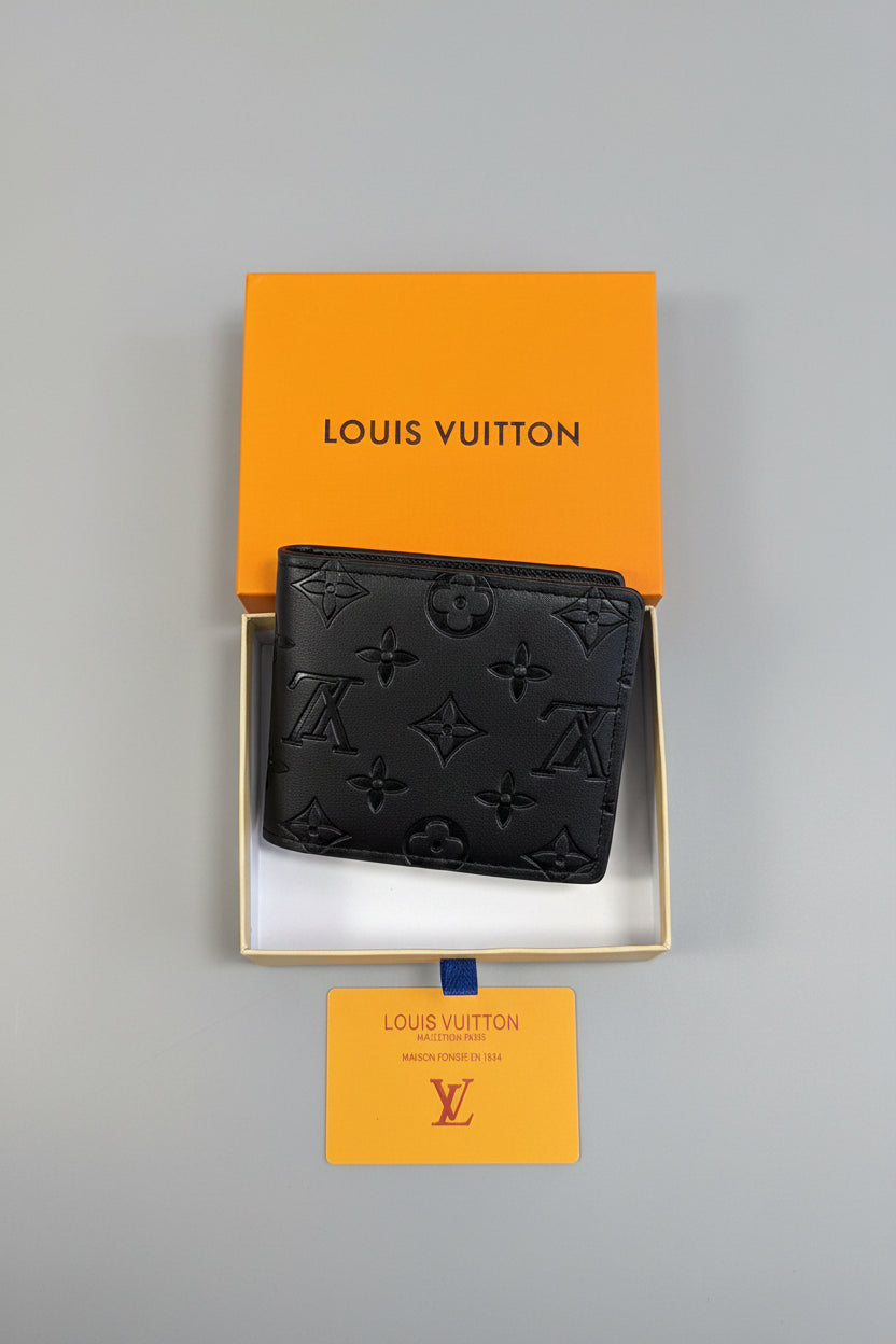 Louis Vuitton Monogram Embossed Bifold Wallet — Black