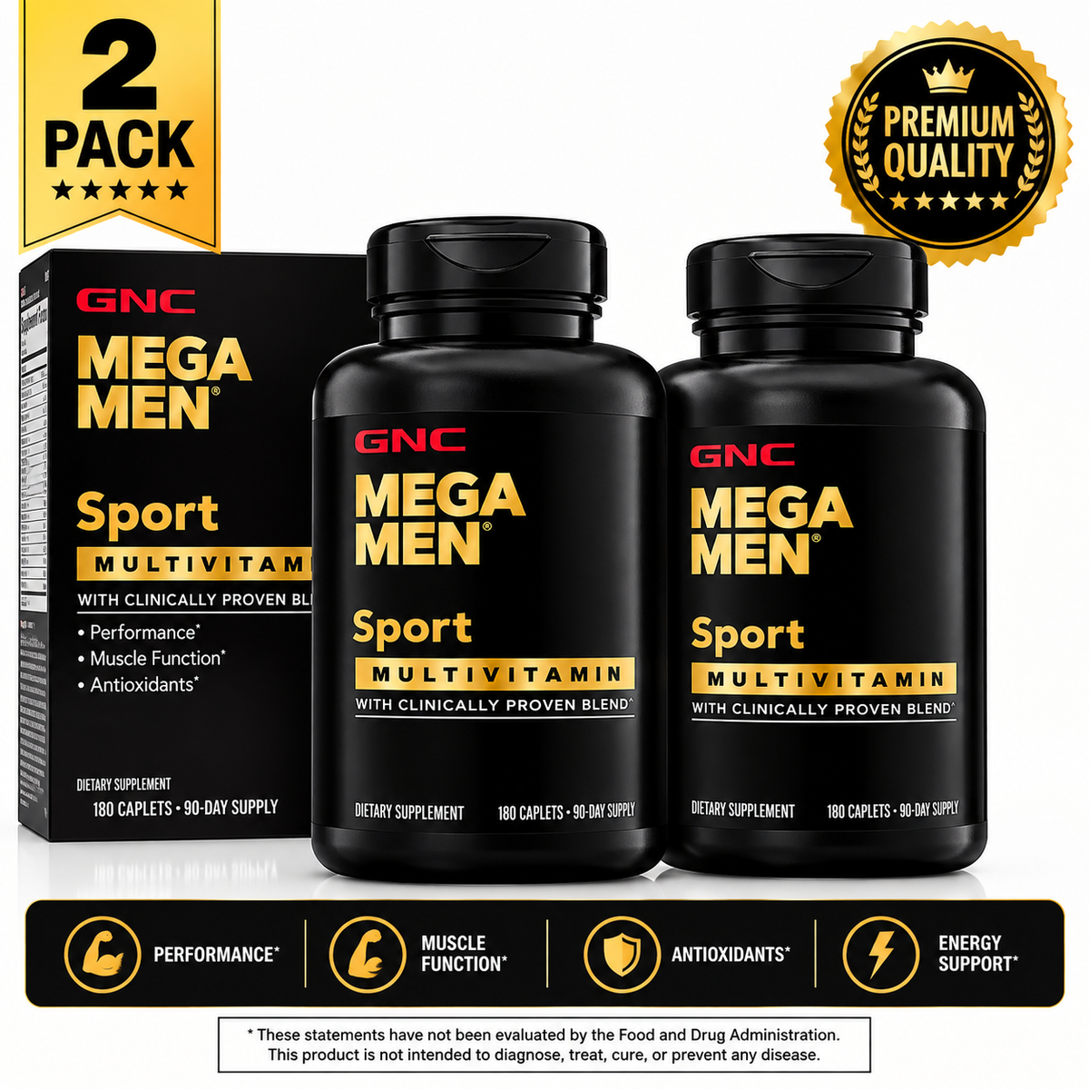 NC Mega Men Sport Multivitamin 180 Tablets – Men's Daily Vitamin & Mineral pack of 2