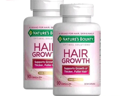 (2 PACK ) Nature's Bounty Hair Growth Supplement 90 Capsules Strong Healthy Hair