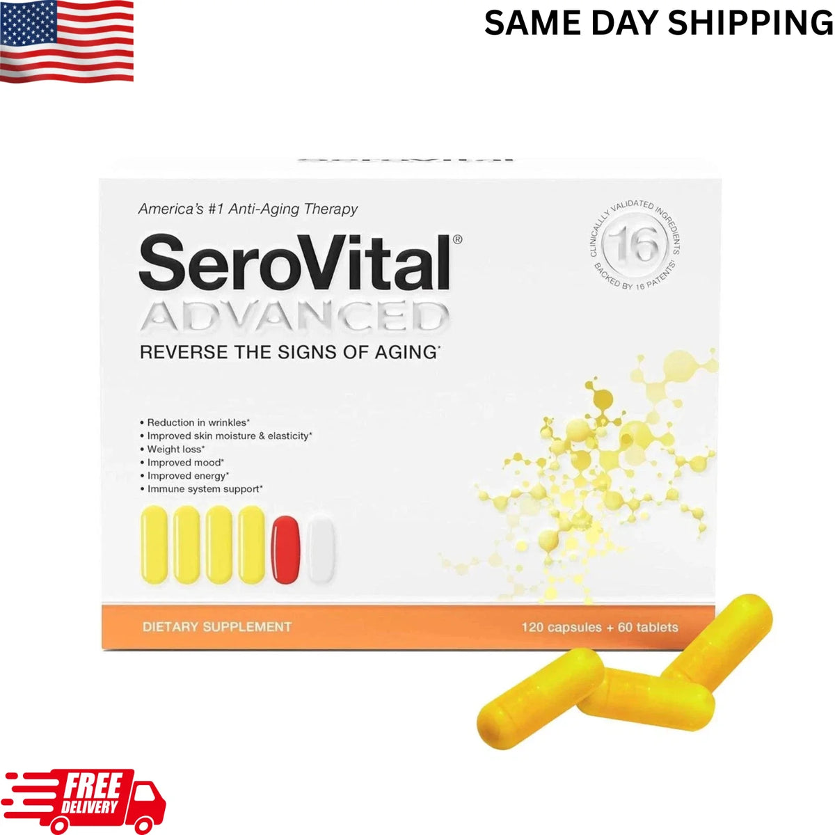 SeroVital Advanced. Anti Aging. 180 Count (120 Capsules + 60 Tablets) NEW