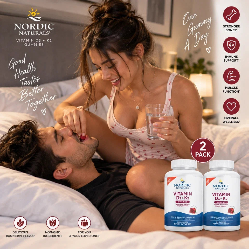 Nordic Naturals D3 + K2 Gummies 120 Ct 2 Pack Cholecalciferol 240 Total